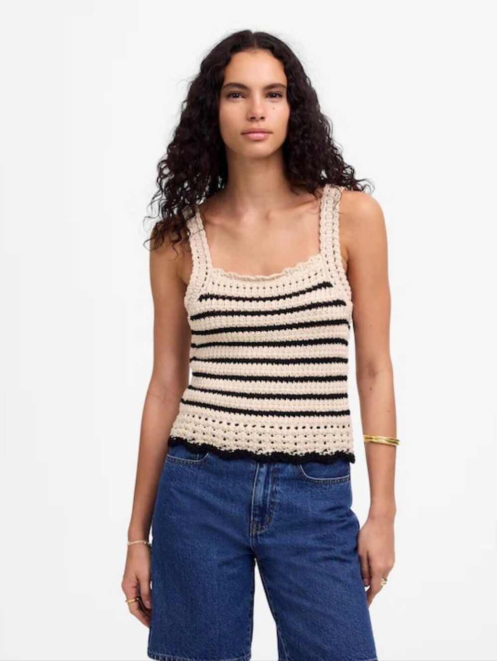 Madewell Beige and Black Knit Tank